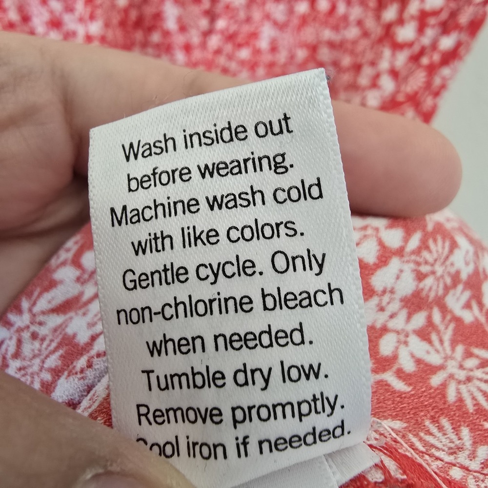 Lauren Conrad Women Sz S Peasant Mini Dress Ditsy Floral Tier Red Boho Tie Front - Picture 10 of 11